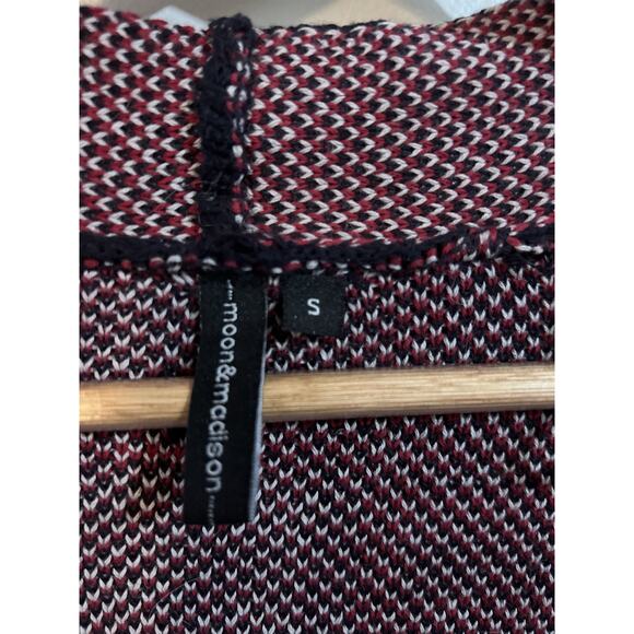 MOON & MADISON Windowpane Plaid Open Knit Cardigan Sweater—SZ. Small - Picture 2 of 7